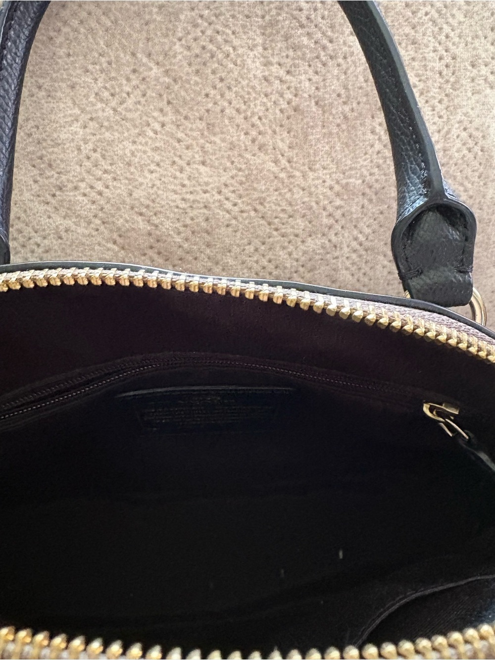 Coach Two-Tone Brown and Black Leather Dome Satchel - Picture 3 of 4